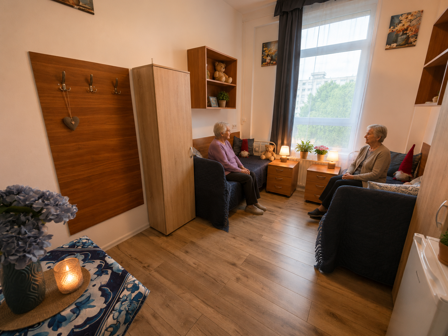2 ágyas szoba lakókkal az 1+2 ágyas apartmanban